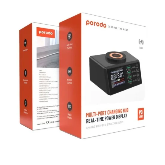Porodo 4*Pd 4*Qc Multi-Functional Magsafe Fast Charger - Black